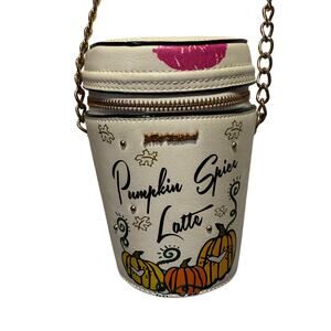 RARE Betsey Johnson Pumpkin Spice Latte Purse w/Gold Shoulder Strap